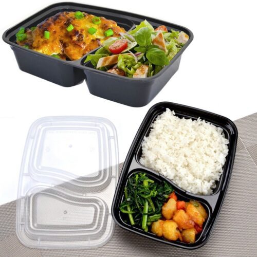 1000Ml 2 Compartment Black Pack (25pcs/pack)