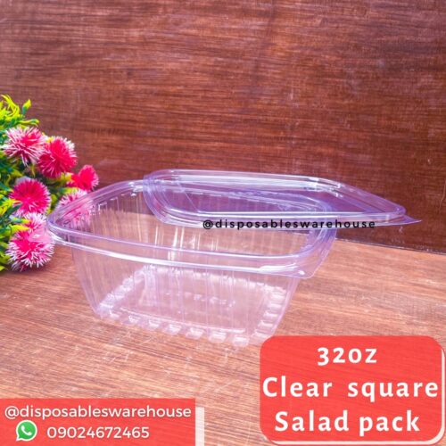 CLEAR SQUARE SALAD PACK WITH DETACHED LID