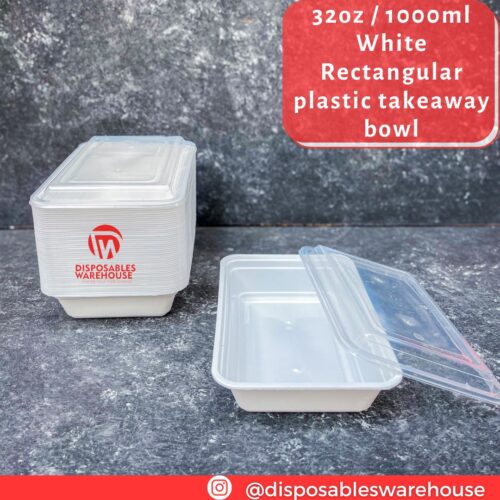 32oz / 1000ML RECTANGULAR WHITE PACK FOREIGN (10pcs/pack)