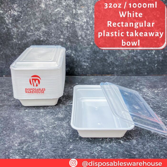 32oz / 1000ML RECTANGULAR WHITE PACK FOREIGN (10pcs/pack)