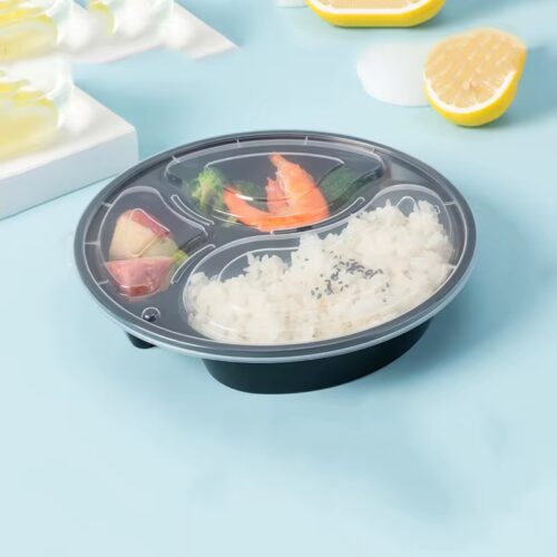 Round 3 Compartment Black Bowl