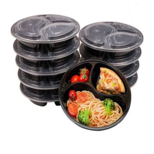 ROUND 3 COMPARTMENT BLACK BOWL (10pcs/pack)