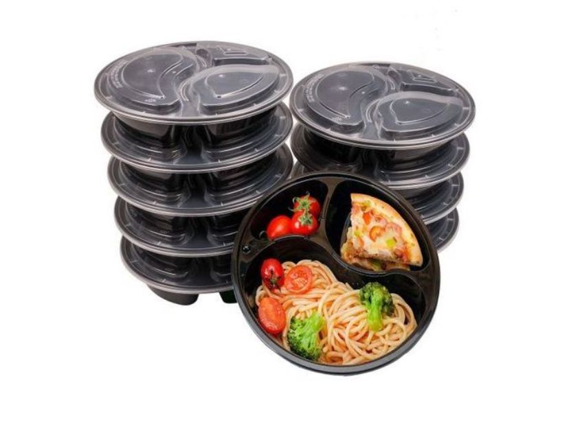 ROUND 3 COMPARTMENT BLACK BOWL (10pcs/pack)