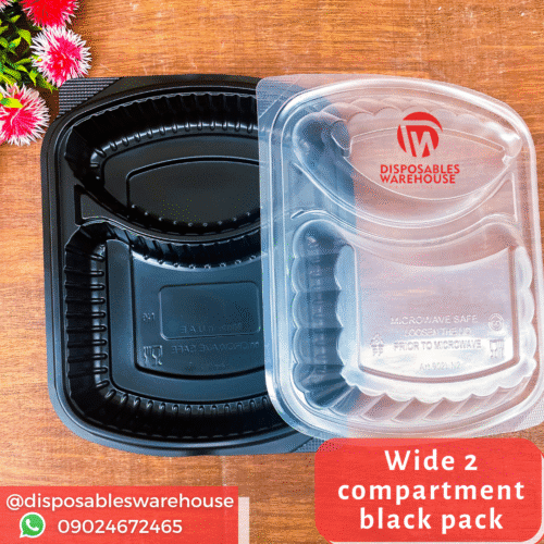 Wide 2 Compartment Black Pack (25pcs/pack)