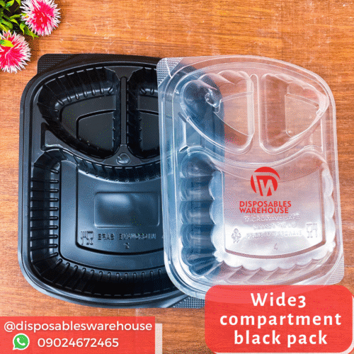 Wide 3 compartment black pack