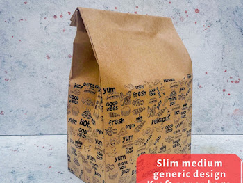 GNR MEDIUM SLIM PAPER BAGS WITHOUT HANDLE (KRAFT & BLACK)