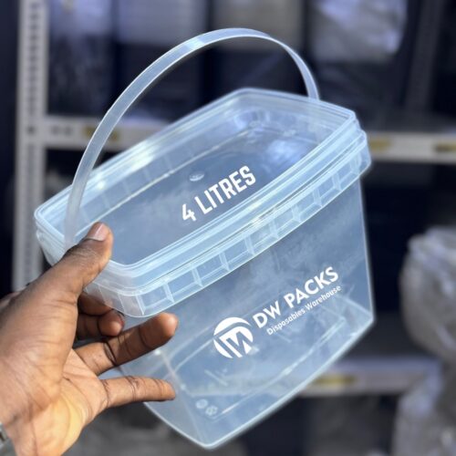 4 LITRES TRANSPARENT SQUARE PAIL WITH HANDLE