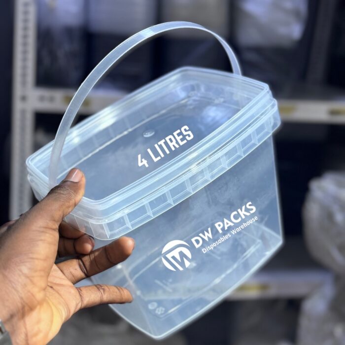 4 LITRES TRANSPARENT SQUARE PAIL WITH HANDLE