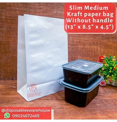 Medium Slim White Paper Bag Without Handle A4 (10pcs/pack)