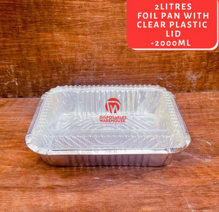 2 LITRE FOIL PAN WITH CLEAR LID (10pcs)