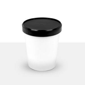 500ML WHITE FOOD CUP WITH BLACK PLASTIC LID(25pcs/roll)