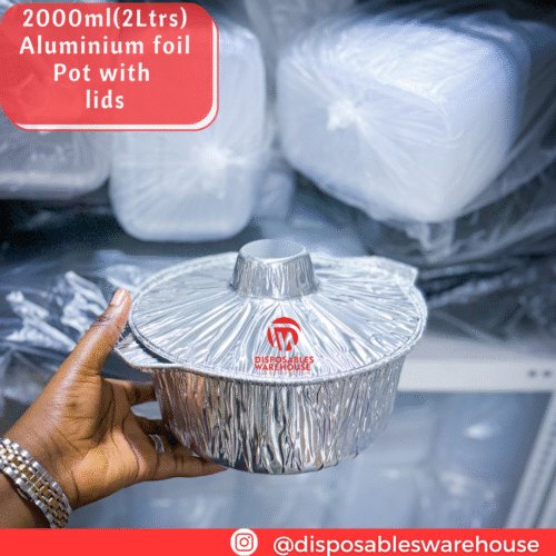 2 LITRES ALUMINUM FOIL POT WITH FOIL LID