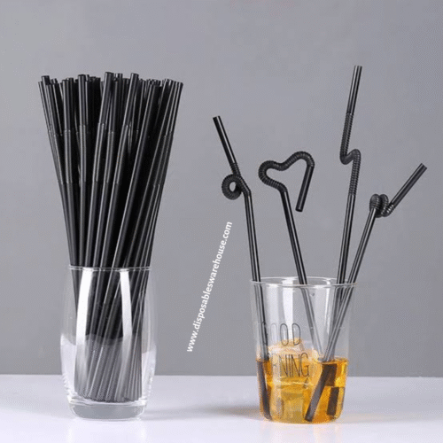 BLACK CHAPMAN FLEXIBLE STRAWS (6MM) -  (100pcs/pack)