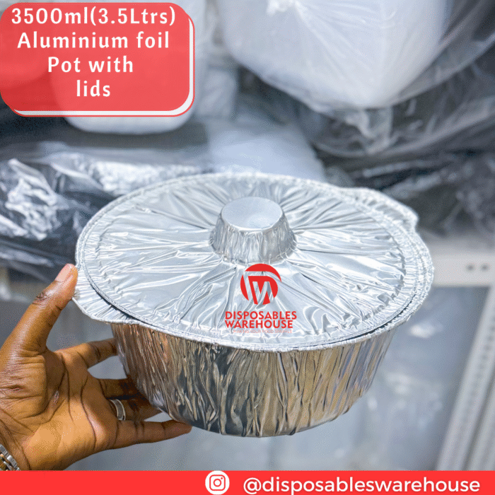3.5 LITRES ALUMINUM FOIL POT WITH FOIL LID