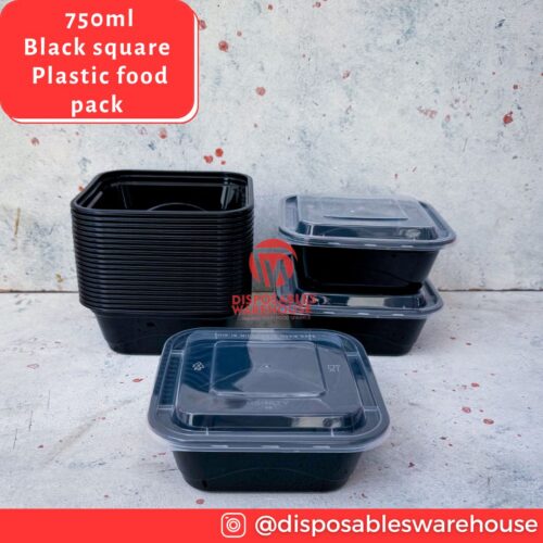 750ML BLACK SQUARE FOOD PACK (25pcs/pack)