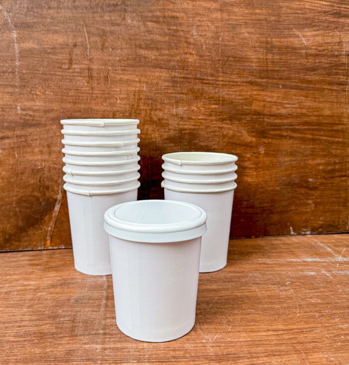 500ML WHITE FOOD CUP  WITH WHITE PLASTIC LID(25pcs/roll)