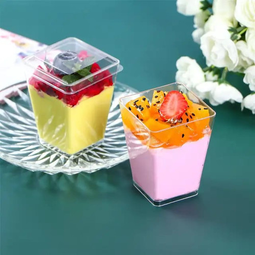 170ML ACRYLIC DESSERT CONE CUP WITH BLACK BASE