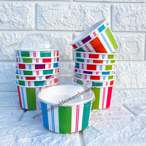4.5OZ ICECREAM COLORED PAPER CUP WITH DOME LID(50pcs/roll)