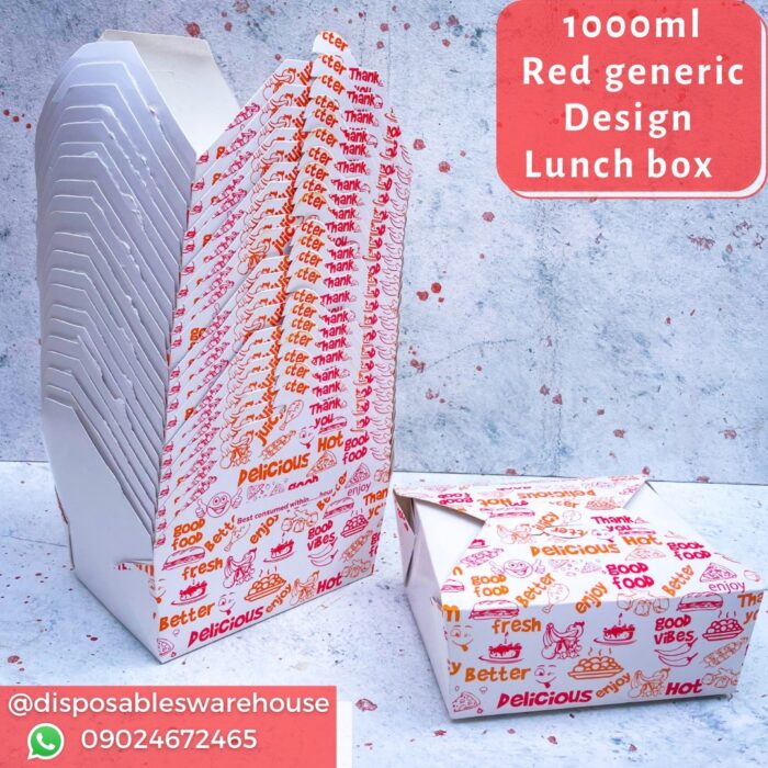 1000ML GENERIC DESIGN LUNCH BOX (WHITE/COLORED)