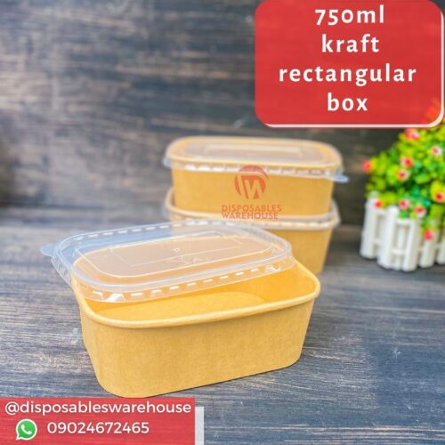 750ML RECTANGULAR KRAFT BOWL