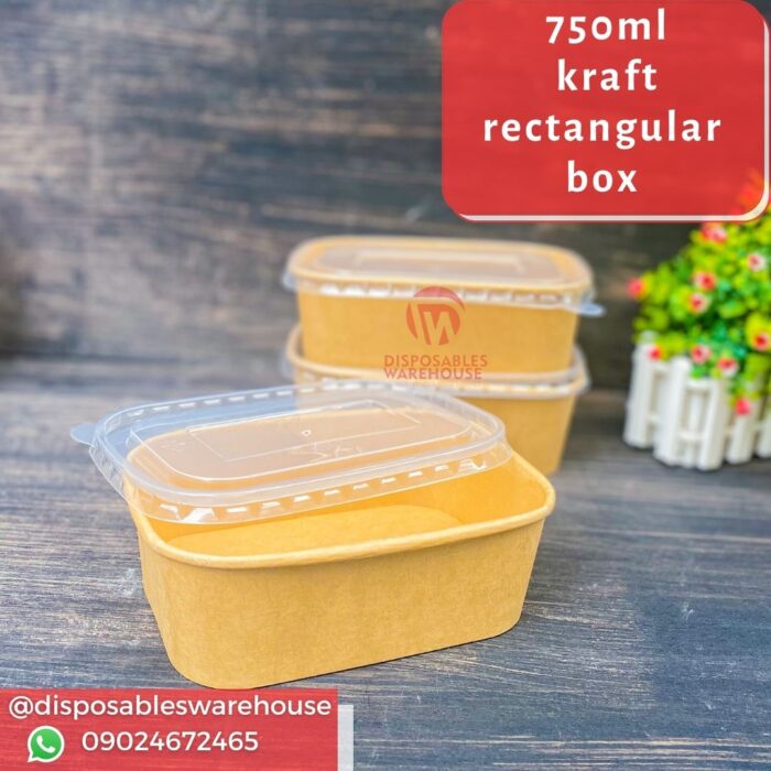 750ML RECTANGULAR KRAFT BOWL