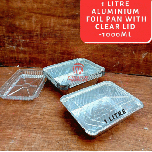 1 LITRE FOIL PAN WITH CLEAR LID(10pcs)