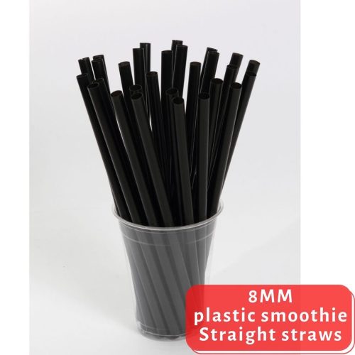 8MM BLACK STRAIGHT STRAWS (23CM)