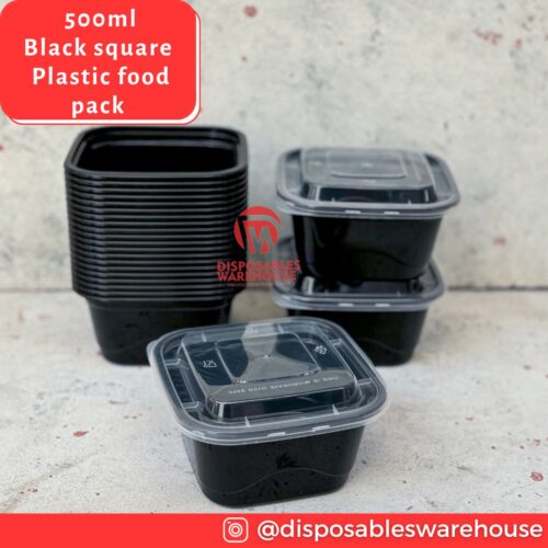 500ML BLACK SQUARE FOOD PACK - (25pcs/pack)