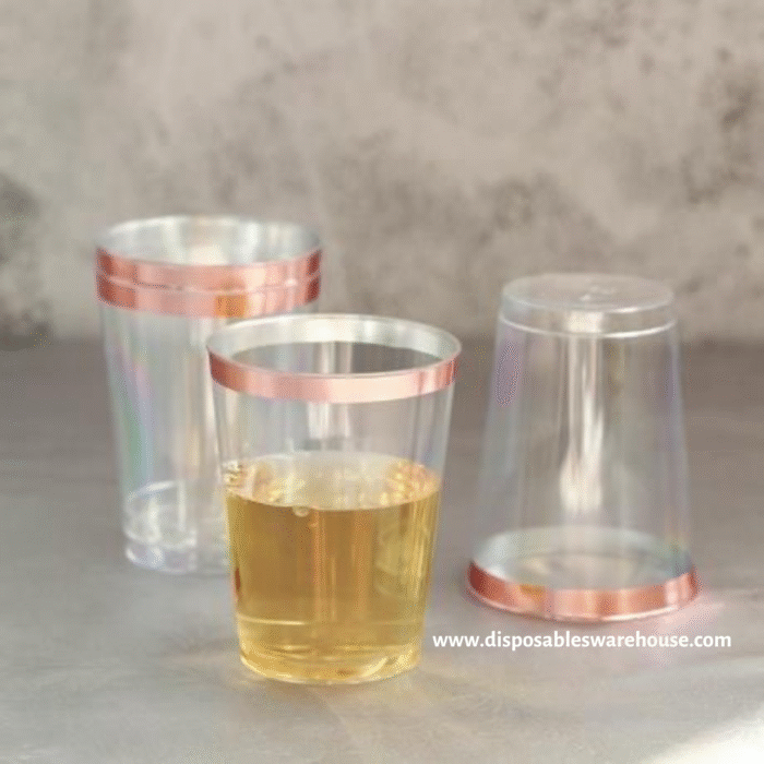 10oz Acrylic party cup with Rose gold rim (20Pcs/roll)