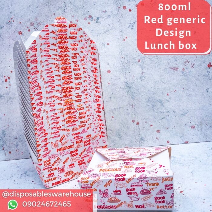 800ML GENERIC DESIGN LUNCH BOX (WHITE/COLORED)
