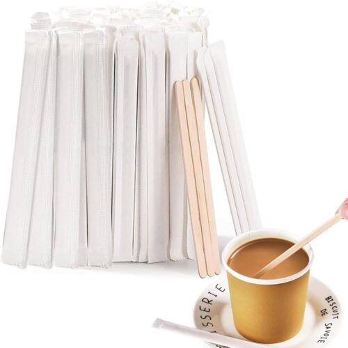 WOODEN COFFEE STIRRERS(WRAPPED) -100pcs