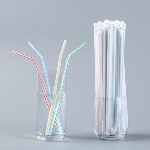 PAPER WRAPPED WHITE FLEXIBLE STRAWS (6MM) - (200pcs/pack)