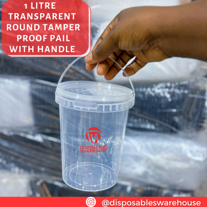 1 LITRE TRANSPARENT ROUND BUCKET (10pcs)