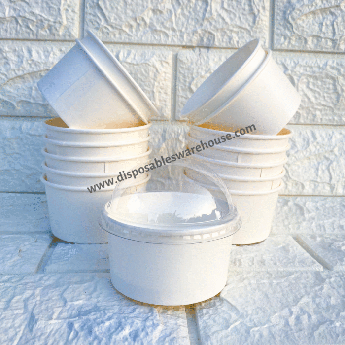 4.5OZ ICECREAM WHITE PAPER CUP WITH DOME LID(50pcs/roll)