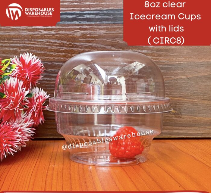 8oz CLEAR ICECREAM CUPS WITH DOME LID(50pcs/roll)