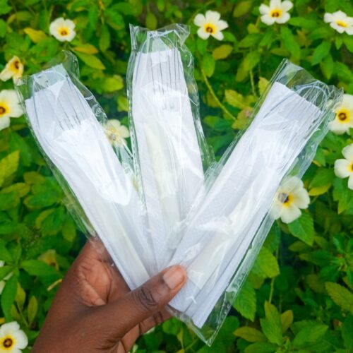 WRAPPED CLEAR SPOON & FORK KITS HEAVY DUTY (25pcs/pack)