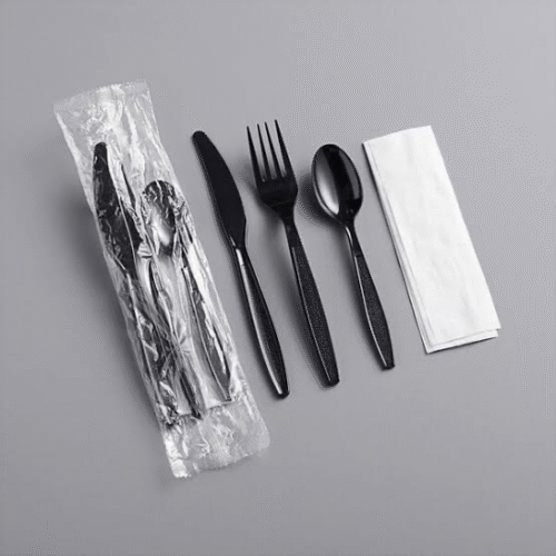 WRAPPED BLACK 3 CUTLERIES KITS HEAVY DUTY (25pcs/pack)