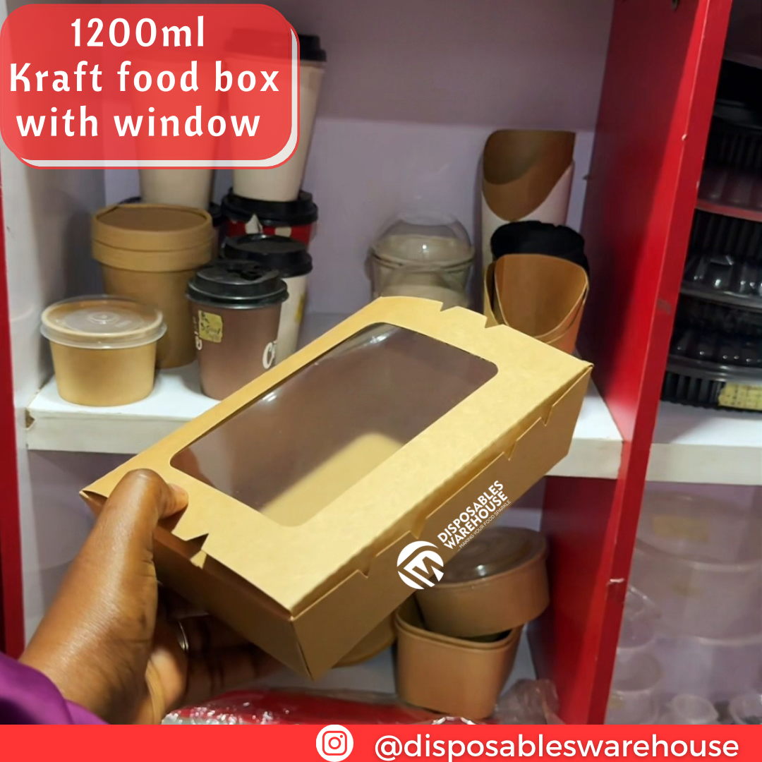 1200ML KRAFT SALAD BOX WITH WINDOW