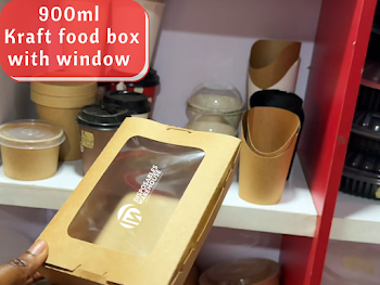 900ML KRAFT SALAD BOX WITH WINDOW