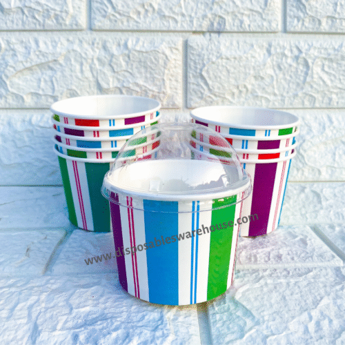 11OZ ICECREAM COLORED PAPER CUP WITH DOME LID(50pcs/roll)