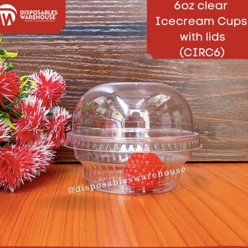 6oz CLEAR ICECREAM CUPS WITH DOME LID (50pcs/roll)