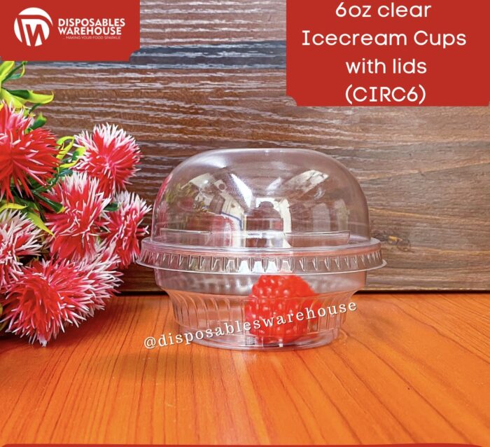 6oz CLEAR ICECREAM CUPS WITH DOME LID (50pcs/roll)
