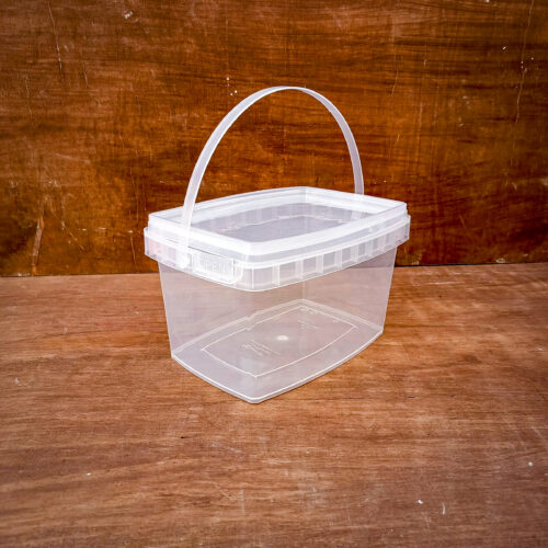 1.5 LITRES TRANSPARENT SQUARE PAIL WITH HANDLE (6pcs)
