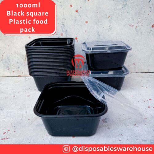 1000ML BLACK SQUARE FOOD PACK (25pcs/pack)