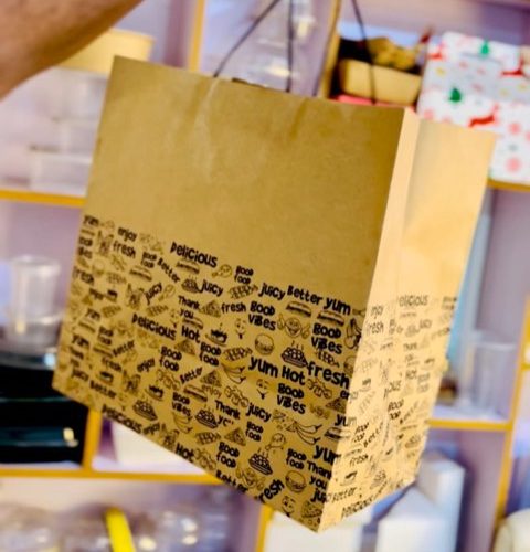 Gnr Large Paper Bags With Handle (Kraft/Black) (10pcs/pack)