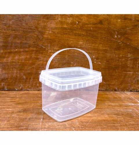 3 Litres Transparent Square Pail With Handle 1pc