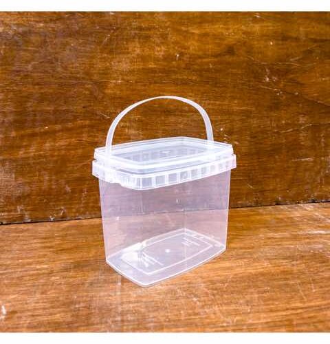 1.2 LITRES TRANSPARENT SQUARE PAIL WITH HANDLE