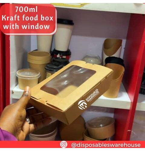 700ML KRAFT SALAD BOX WITH WINDOW (10pcs/pack)