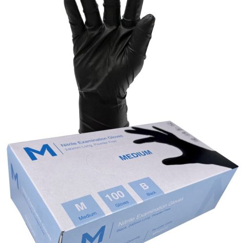 BLACK NITRILE GLOVES Medium
