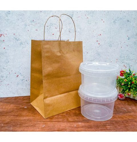 MEDIUM WIDE BROWN PAPER BAGS WITH HANDLE